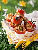 Tomatoes stuffed with tuna for a picnic