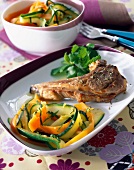 Lamb chop with sliced vegetables