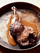 Leg of duck conserve with red wine sauce