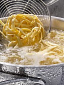 Cooking pasta in boiling water