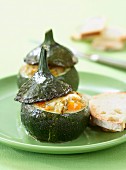 Stuffed courgette with pepper confit