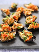 Stuffed mussels with pastis butter