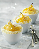 Ice cream soufflés with pears
