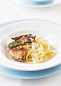 Veal escalope with sage and tagliatelles