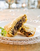 Mushroom filo pastry pies