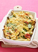 Caserecces and pea gratin