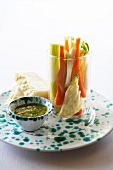 Raw vegetables and dip