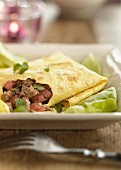 Omelette with spicy meat
