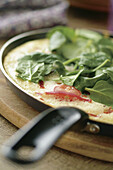 Omelette-Soufflee mit Spinat