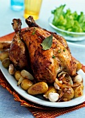 Roast chicken with garlic and potatoes