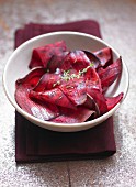 Grilled beetroot strips
