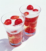 A sparkling strawberry drink