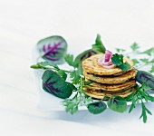 Carrot blinis with coriander