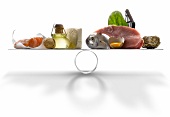 Products with a high level of Omega 3 against products with a high level of iron on scales