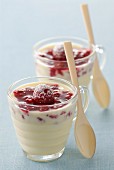 White chocolate mousse with raspberries