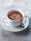 Rice milk hot chocolate with roasted sesame seeds