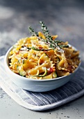 Farfalle with zucchinis and saffron