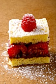 Piece of raspberry spong cake