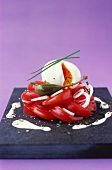 Coeur de boeuf tomato salad with poached egg