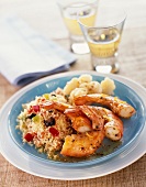 Pan-fried gambas with tabbouleh