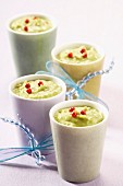 Chilled avocado soup with pink peppercorns