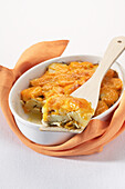 Touquet Ratte potato,feta and Mimolette cheese-topped dish