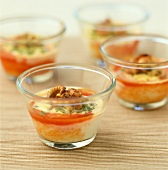 Tomato and shrimp Flans