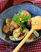 Pan-fried young ceps with garlic