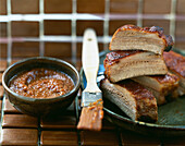 Pork spare ribs with barbecue sauce