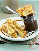 Pancakes with melted chocolate