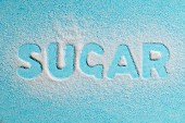 The word "sugar" written with sugar