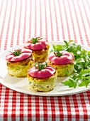 Sweet pink tomato quiches