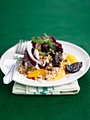Rice with caramelized beetroots and orange