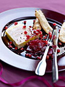 Foie gras terrine with pomegranate seeds and beetroot chutney