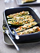 Zucchinis stuffed with vegetables