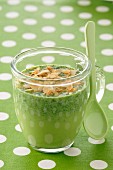 Cream of spinach soup with goat's cheese