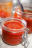 Jar of tomato pulp