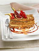 Stewed apple and flaky pastry layered dessert