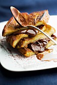 French toast with melted chocolate