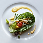 Vegetables in a lettuce leaf