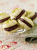 Pistachio macaroons with chocolate filling