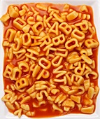 Alphabetic pasta in tomato sauce