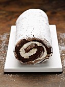 Two chocolate rolled cake