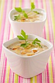 Cauliflower and thinly sliced almond soup