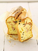 Olive and diced bacon savoury loaf cake