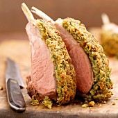 Poitou loin of lamb cooked in herb crust