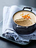 Coffee mousse with candied orange rinds