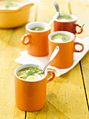 Fish and vegetable soup served in cups