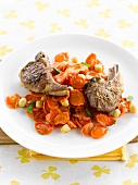 Lamb chops with spicy carrots and chickpeas
