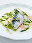 Poached bass fillet